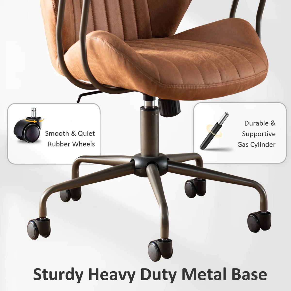 Nouveauté 2026 – Chaise de bureau ergonomique Ovios , chaise de bureau moderne en tissu suédé avec soutien lombaire pour bureau à domicile