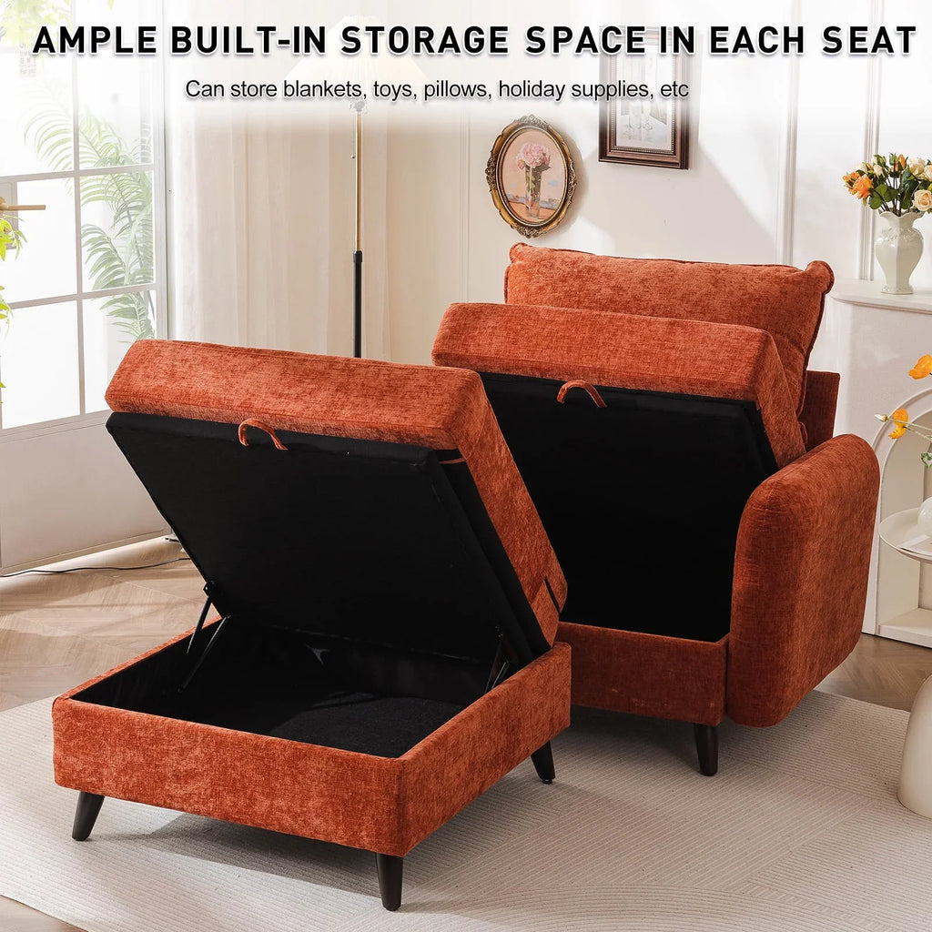 Nouveauté 2026 – Fauteuil d'appoint surdimensionné Rexulqo avec rangement intégré, confortable pour le salon, livré avec 2 coussins décoratifs, fauteuil rembourré style milieu du siècle, assise profonde de 62 cm, fauteuil de lecture pour chambre ou b