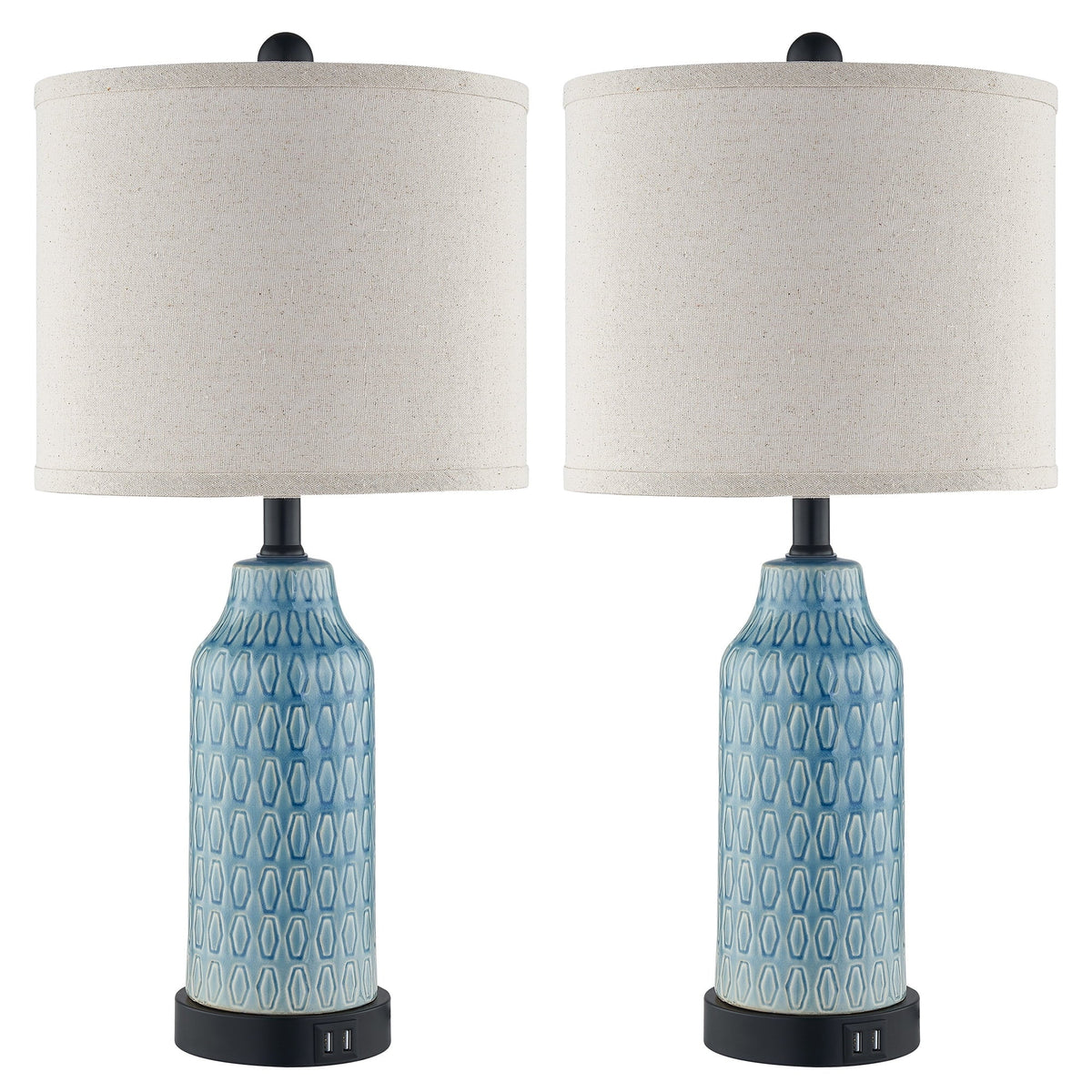 Nouveauté 2026 – Ensemble de 2 lampes de table Cinkeda pour salon et chambre à coucher, avec ports USB, prise secteur, intensité réglable à 3 niveaux, veilleuse tactile, style champêtre, motif floral blanc, lampes de chevet
