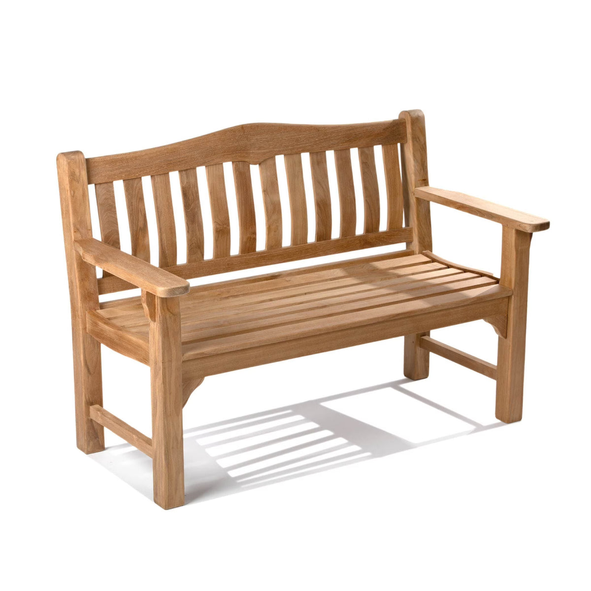 Nouveauté 2026 – Banc Ash & Ember Hawthorne en teck de qualité A de 53 pouces (135 cm), 2 places confortables pour 2 personnes, résistant aux intempéries, mobilier de patio intérieur/extérieur en bois massif avec lattes rapprochées, dossier incurvé e
