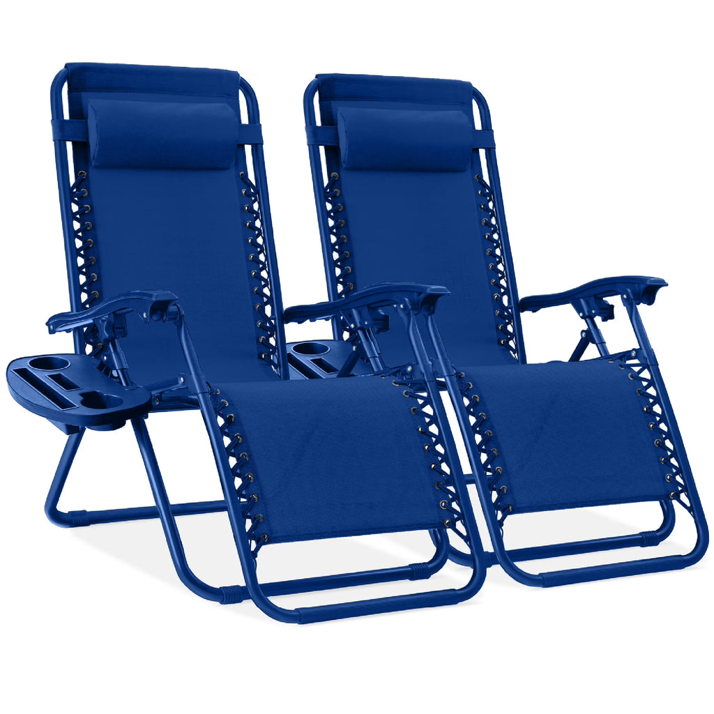 Nouveauté 2026 – Ensemble de 2 fauteuils inclinables zéro gravité Best Choice Products pour terrasse et piscine avec porte-gobelet - Gris