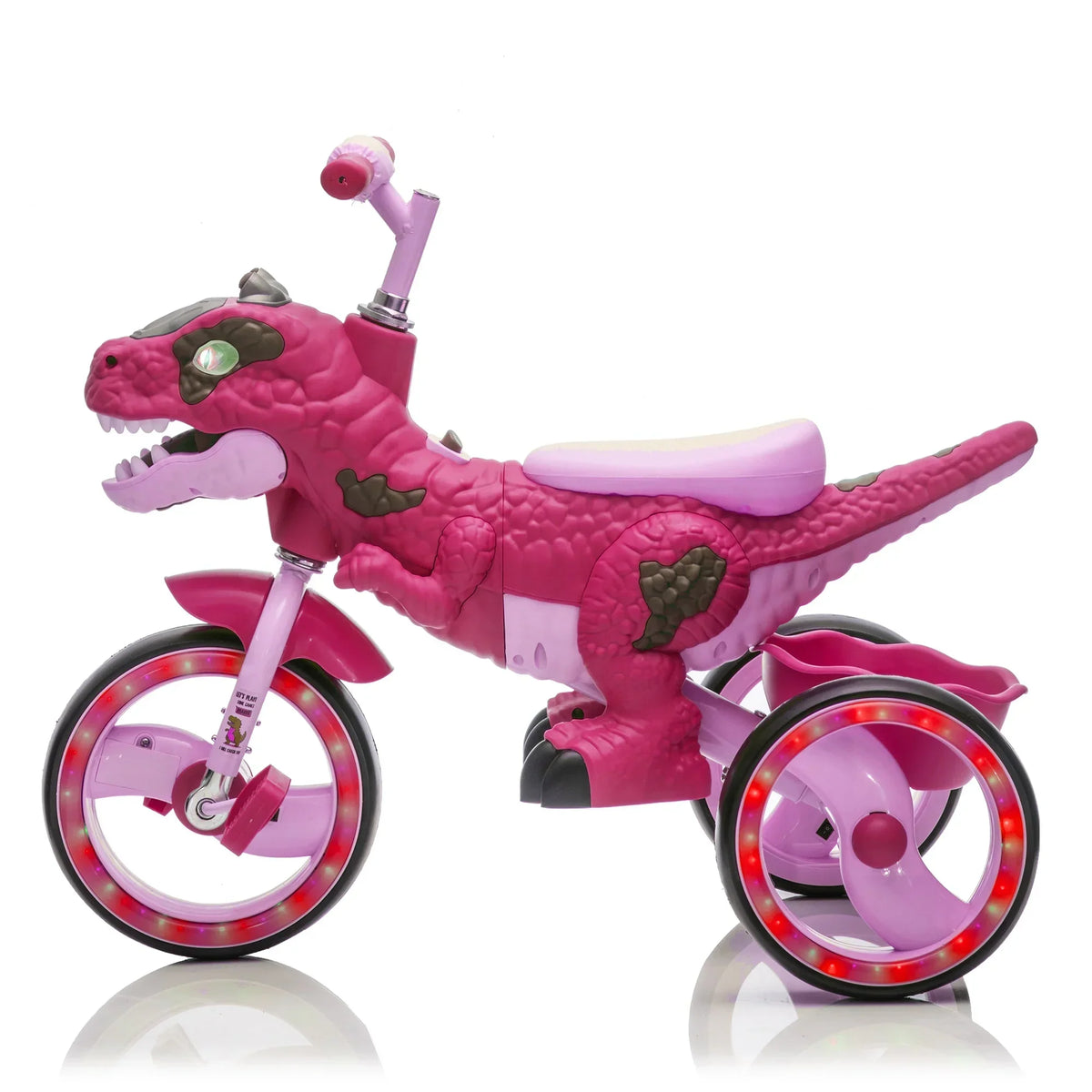 Nouveauté 2026 – Tricycle dinosaure Xuanlur pour enfants , avec larges roues lumineuses, pédales antidérapantes, panier arrière, musique et lumières LED, jouet idéal pour les enfants de 3 à 6 ans (vert