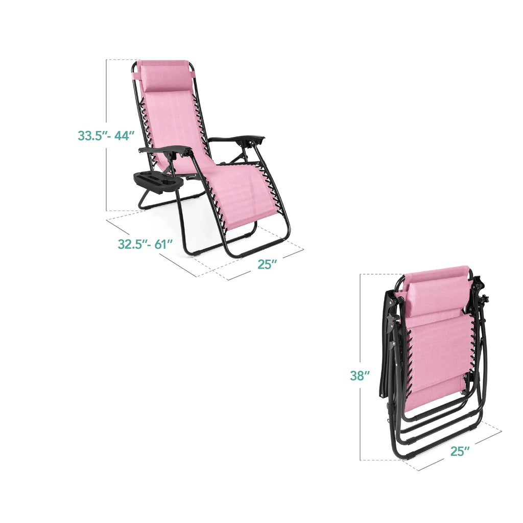 Nouveauté 2026 – Ensemble de 2 fauteuils inclinables zéro gravité Best Choice Products pour terrasse et piscine avec porte-gobelet - Gris