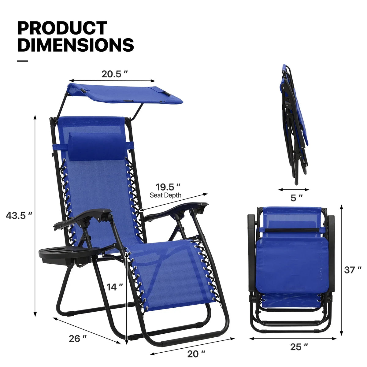 Nouveauté 2026 – Ensemble de 2 chaises MoNiBloom Zero Gravity , fauteuils de plage/terrasse pliables avec auvent et appui-tête, noirs
