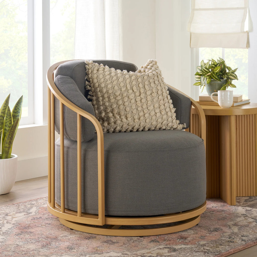 Nouveauté 2026 – Fauteuil pivotant Lillian Birdcage, lin crème, collection Better Homes & Gardens