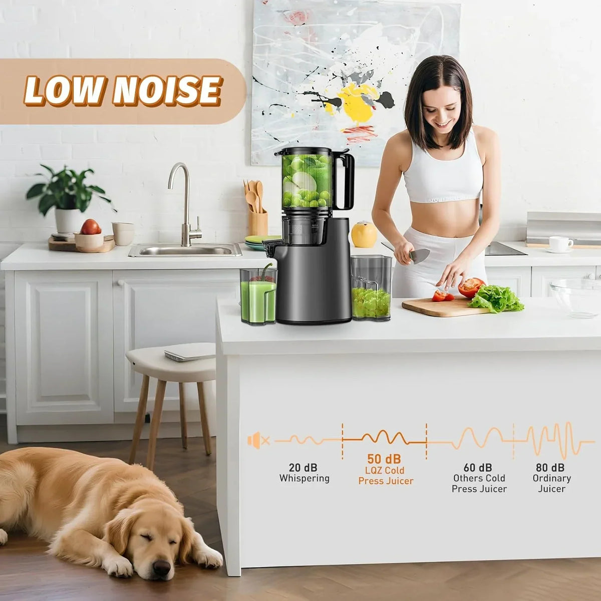 Nouveauté 2026 – Extracteur de jus à froid YPONE , extracteur à mastication avec goulotte d'alimentation de 13,7 cm de large, 350 W, convient aux fruits et légumes entiers, extracteur de jus à haut rendement, facile à nettoyer (noir