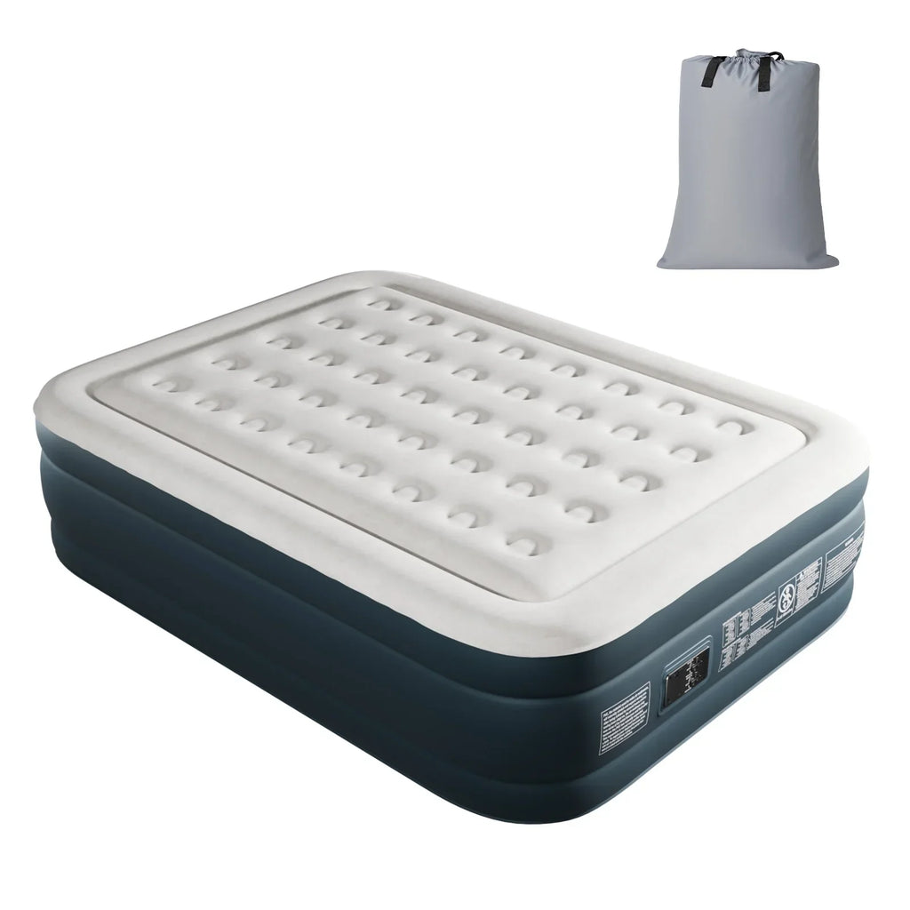 Nouveauté 2026 – Matelas gonflable Zimtown , 45,7 cm (18 po), deux chambres, surélevé, avec pompe intégrée, portable, pour le camping en extérieur et en intérieur, gris et blanc