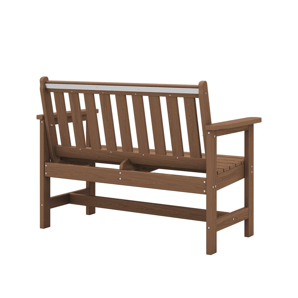 Nouveauté 2026 – Banc d'extérieur SERWALL pour 2 personnes, en PEHD résistant aux intempéries avec renforts en aluminium, supporte jusqu'à 300 kg, confortable pour terrasse, jardin et véranda, noir