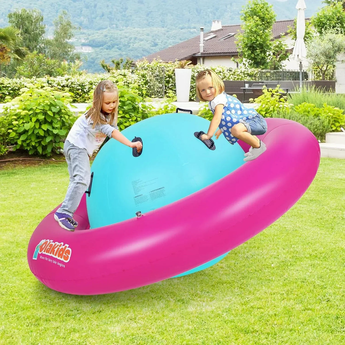 Nouveauté 2026 – Dôme gonflable à bascule OLAKIDS , 2,4 m (8 pi), balançoire géante d'extérieur pour enfants avec 6 poignées de sécurité, poids maximal 113 kg (250 lb), jouet d'escalade pour tout-petits, équipement de jeu pour jardin