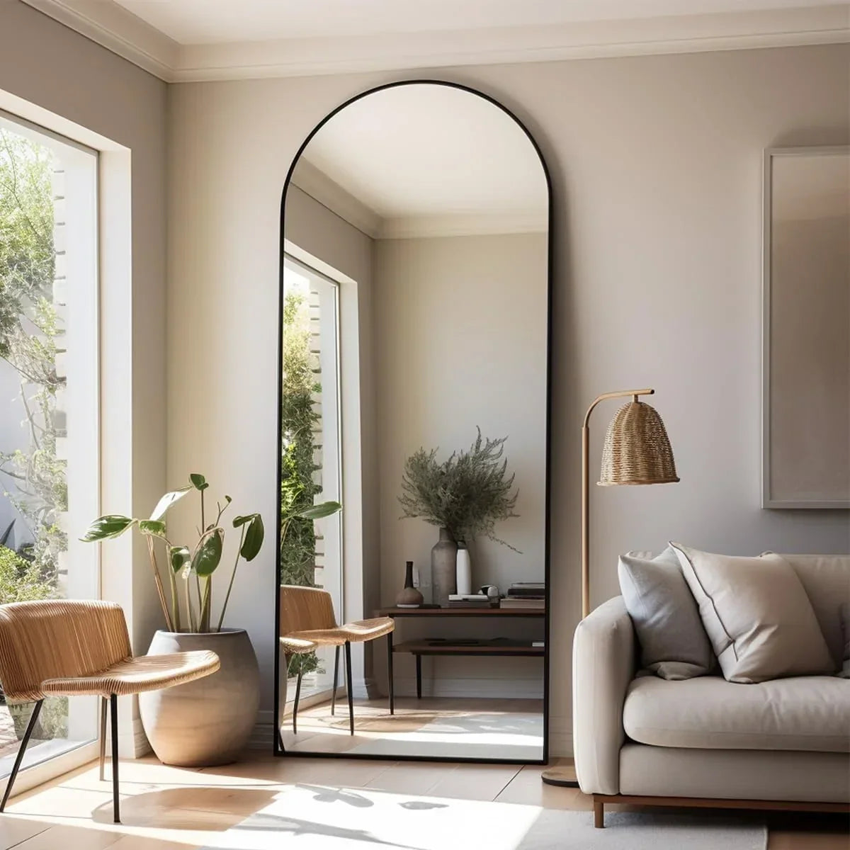 Nouveauté 2026 – Miroir sur pied Arched , grand miroir de corps 180 x 66 cm avec support, doré