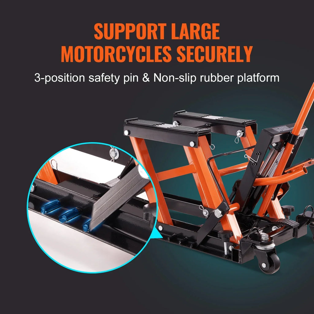 Nouveauté 2026 – Cric hydraulique de levage pour moto, quad et VTT KFFKFF 1500 lb (680 kg) avec pompe hydraulique et support pour moto tout-terrain