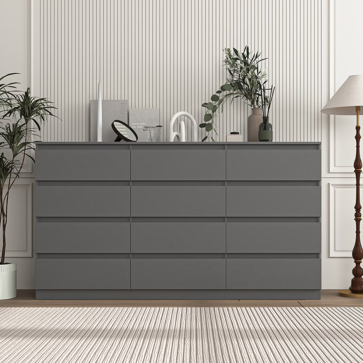 Nouveauté 2026 – Commode moderne Kadyn à 6 tiroirs, meuble en bois, commode pour chambre, meuble de rangement de cuisine avec tiroirs, commode (noire