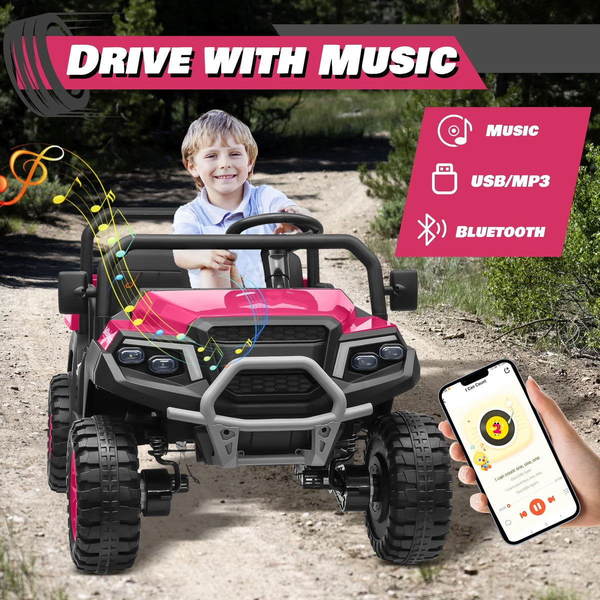 Nouveauté 2026 – Joyracer , véhicule tout-terrain électrique (UTV) 24 volts pour enfants, 2 places, avec télécommande. Voiturette de golf électrique avec 4 moteurs de 200 W, remorque inclinable et pelle, suspension à ressorts sur les 4 roues, musique