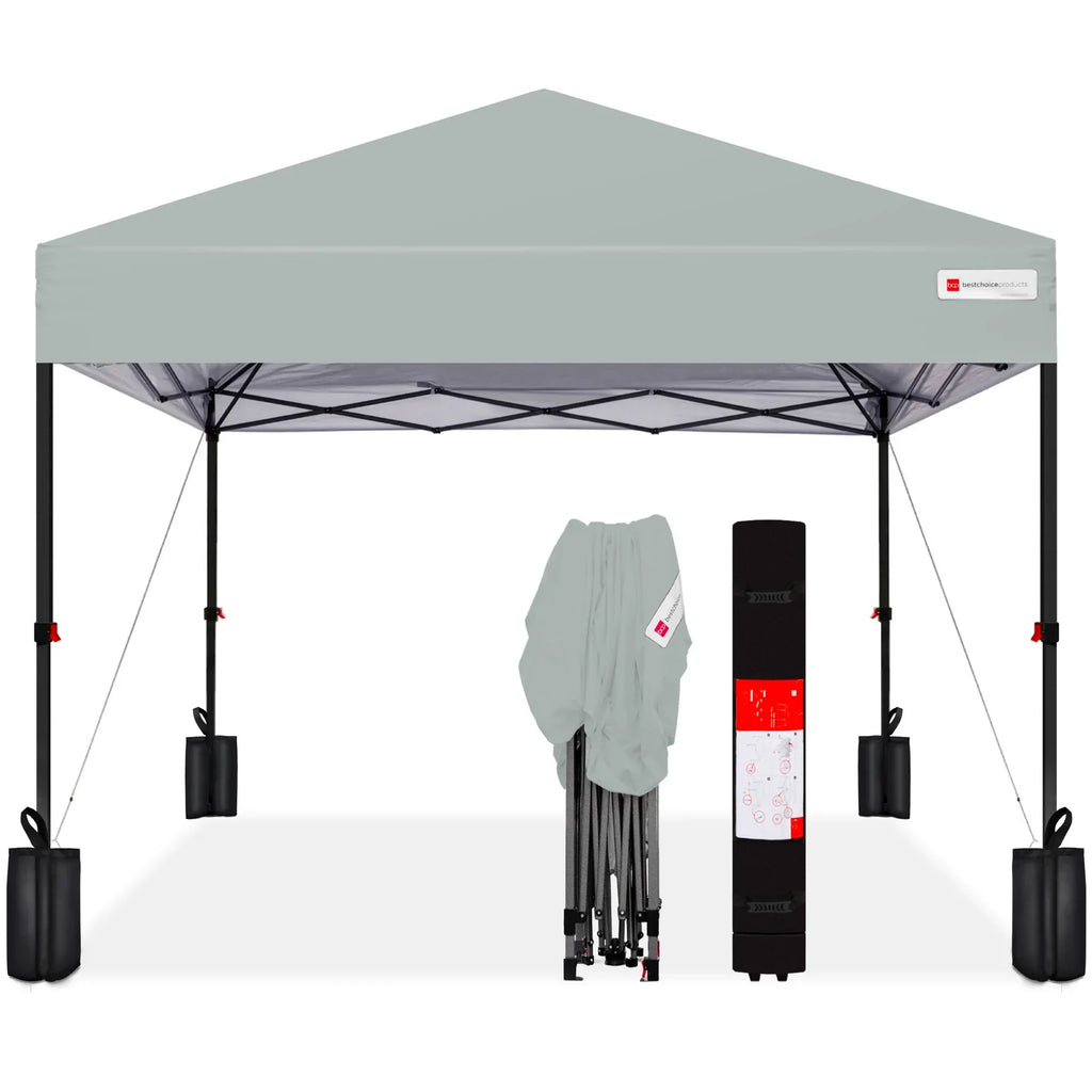 Nouveauté 2026 – Best Choice Products 3,66 m x 3,66 m - Abri pliant facile à monter avec installation en un clic, sac à roulettes et 4 sacs de lestage - Bleu marine
