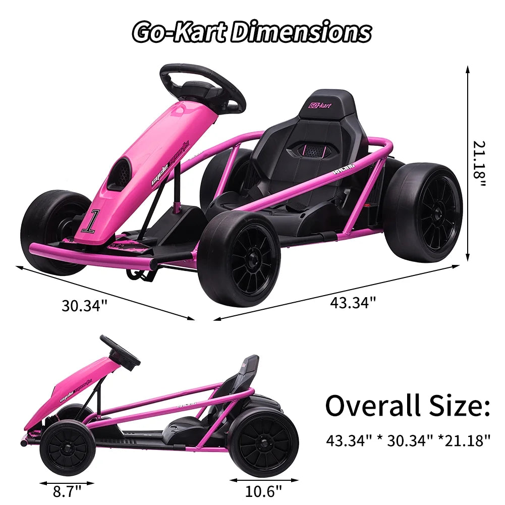 Nouveauté 2026 – Karting Simzone pour enfants, batterie 24 V, 2 moteurs 300 W, à pédales, vitesse maximale de 13 km/h, fonction drift, démarrage progressif, musique, pneus élastiques et résistants, bleu