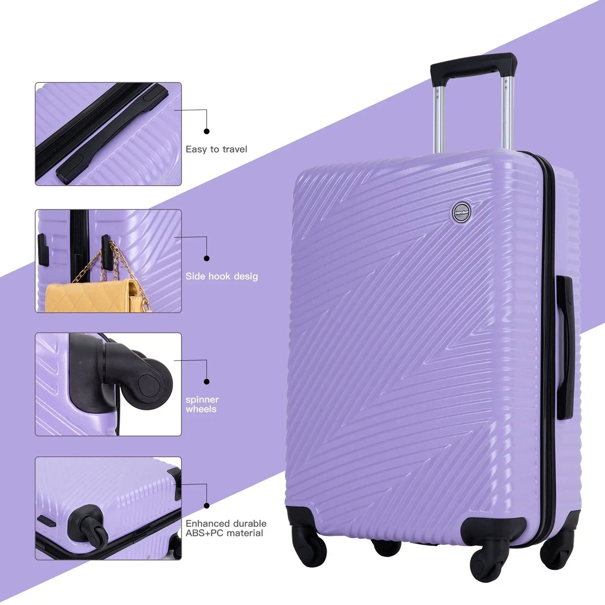 Nouveauté 2026 – Ensemble de 3 valises Tripcomp , valise rigide légère à roulettes multidirectionnelles 20 po, 24 po, 28 po (bleu