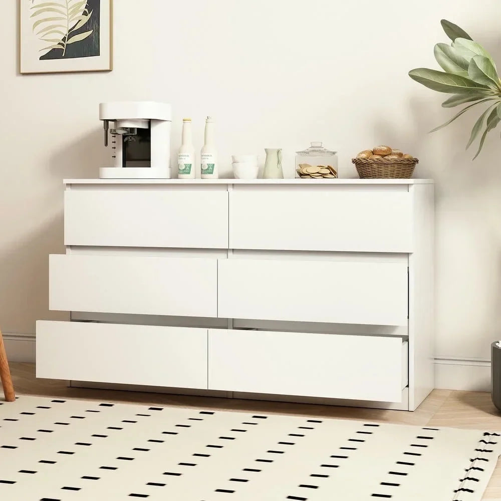 Nouveauté 2026 – Commode moderne Kadyn à 6 tiroirs, meuble en bois, commode pour chambre, meuble de rangement de cuisine avec tiroirs, commode (noire