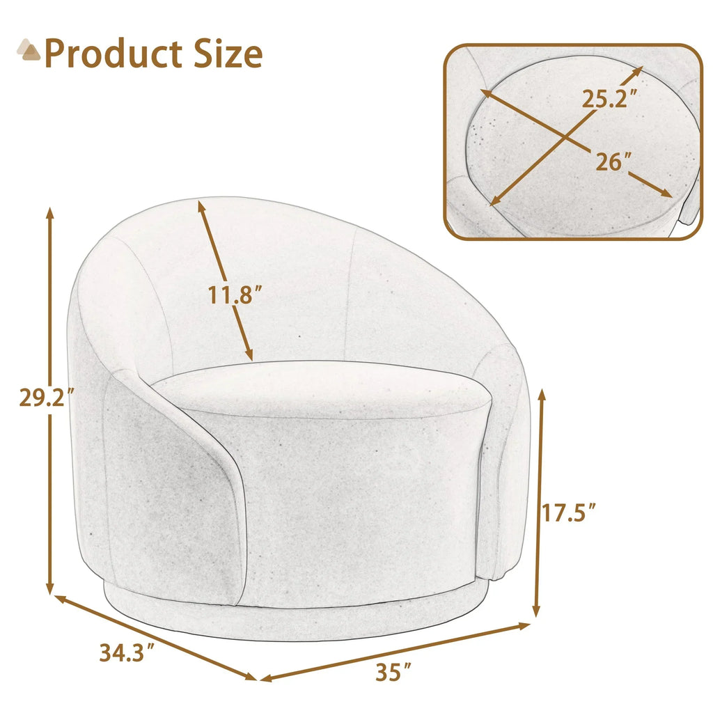 Nouveauté 2026 – Fauteuil pivotant 360" pour salon, fauteuil tonneau bouclé, canapé une place, fauteuil de lecture, vert sauge