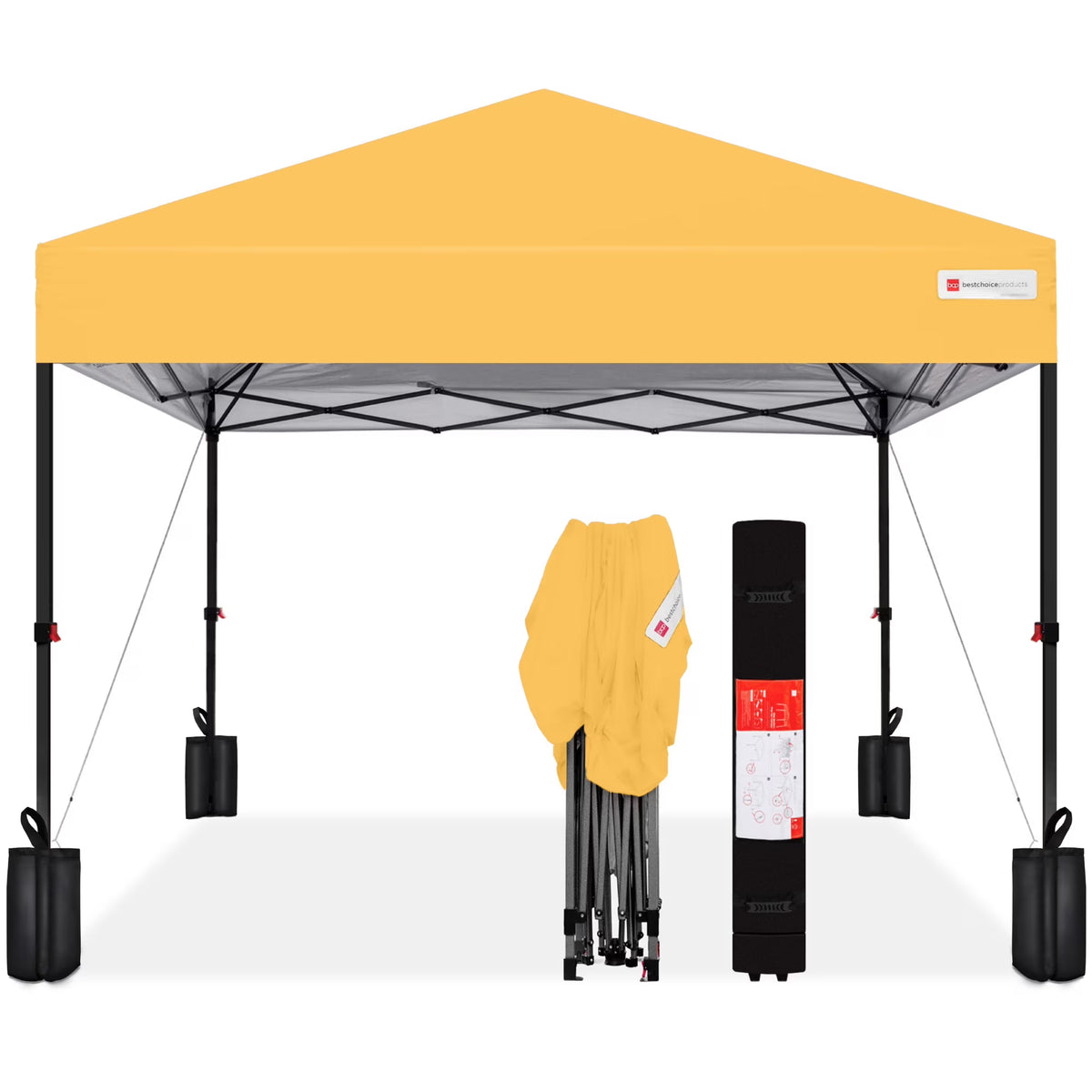 Nouveauté 2026 – Best Choice Products 3,66 m x 3,66 m - Abri pliant facile à monter avec installation en un clic, sac à roulettes et 4 sacs de lestage - Bleu marine