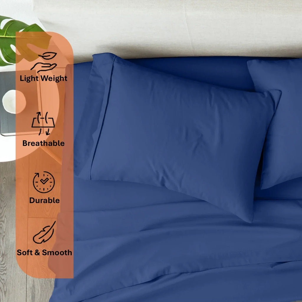 Nouveauté 2026 – Parure de lit 4 pièces en coton égyptien Giza 100 % (600 fils/cm²), drap-housse à bonnet profond de 38 cm, satin doux et respirant - Noir, 1 place