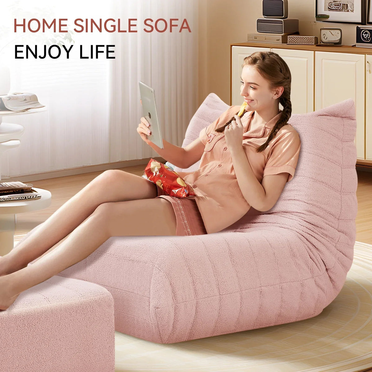 Nouveauté 2026 – Fauteuils poufs VFD pour adultes, pouf avec repose-pieds, canapé lounge confortable en mousse à mémoire de forme, fauteuil de lecture idéal pour la chambre et le salon, canapé de sol relaxant