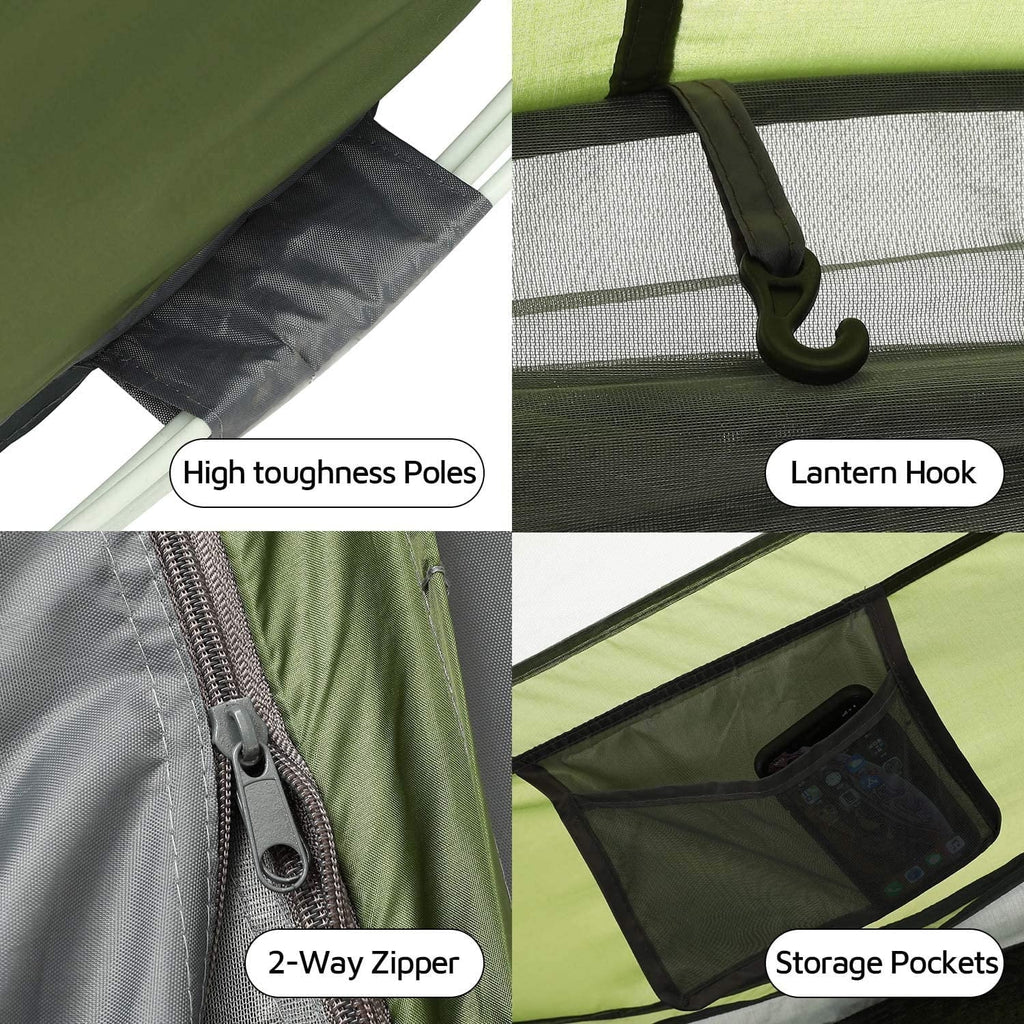 Nouveauté 2026 – Nouvelle tente 4 personnes facile à monter , 24 x 17 x 132 cm, imperméable, montage automatique, 2 portes - Tente familiale instantanée idéale pour le camping, la randonnée et les voyages