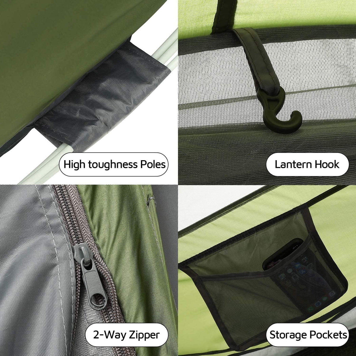 Nouveauté 2026 – Nouvelle tente 4 personnes facile à monter , 24 x 17 x 132 cm, imperméable, montage automatique, 2 portes - Tente familiale instantanée idéale pour le camping, la randonnée et les voyages