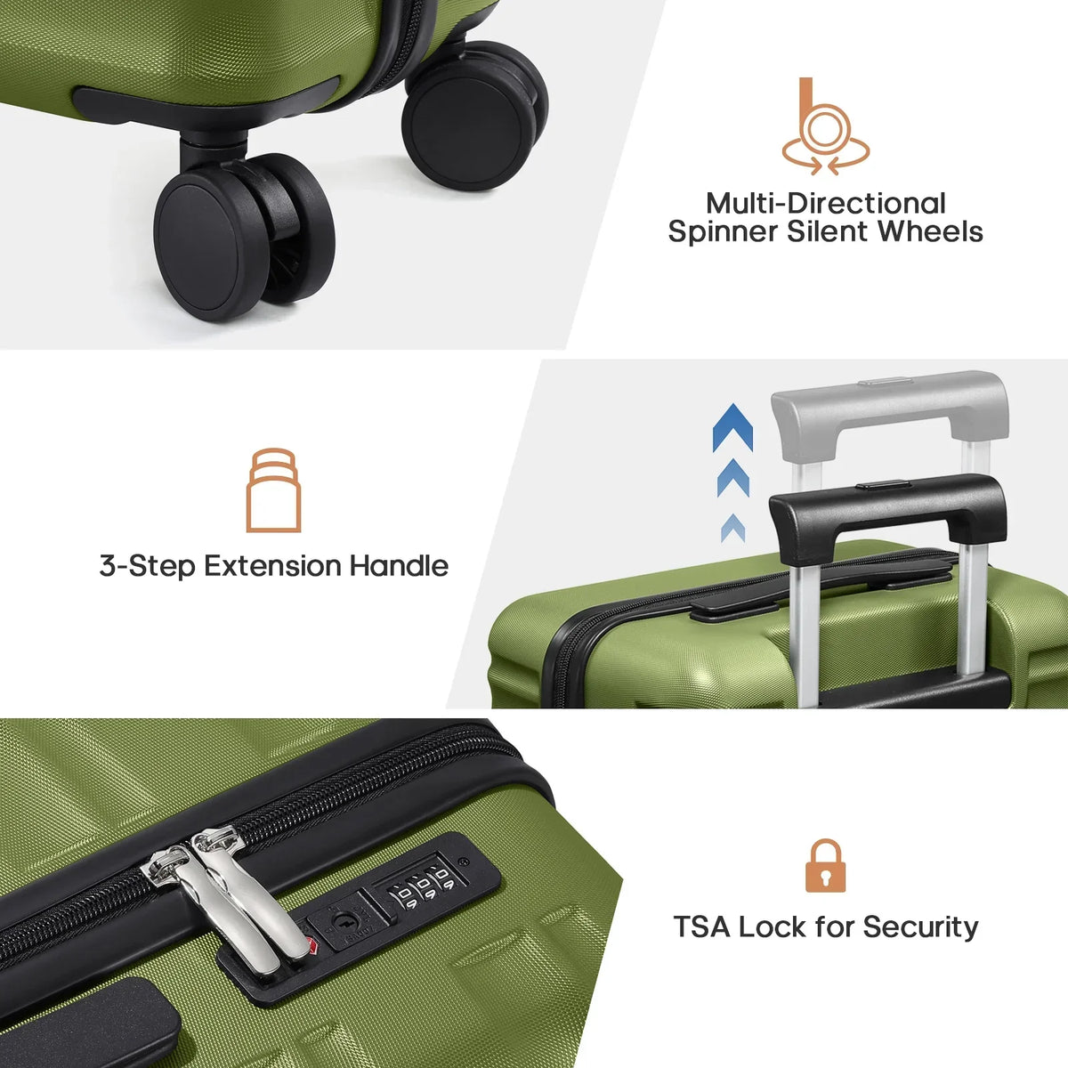 Nouveauté 2026 – Ensemble de bagages MIUSSE , 3 pièces : valise cabine 20 pouces à roulettes, coque rigide 100 % PC avec serrure TSA, conforme aux normes des compagnies aériennes, avec sac à dos de voyage pour hommes et femmes