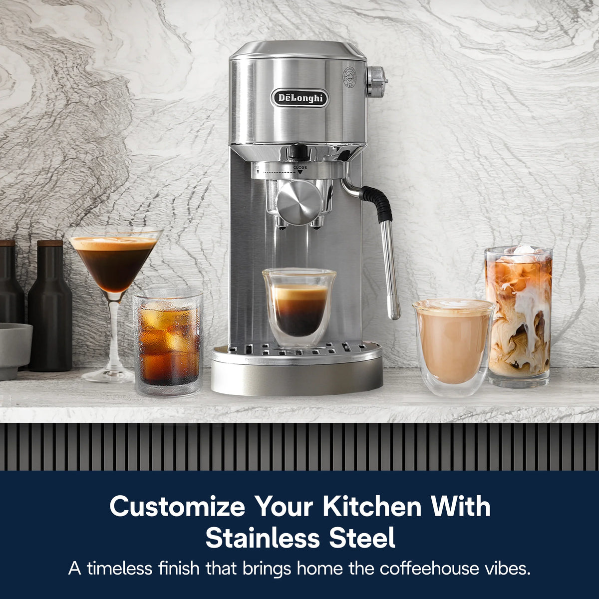 Nouveauté 2026 – Machine à expresso De’Longhi Dedica Duo , format compact avec mousseur intégré pour latte art, expresso, café infusé à froid, lattes et plus encore, acier inoxydable