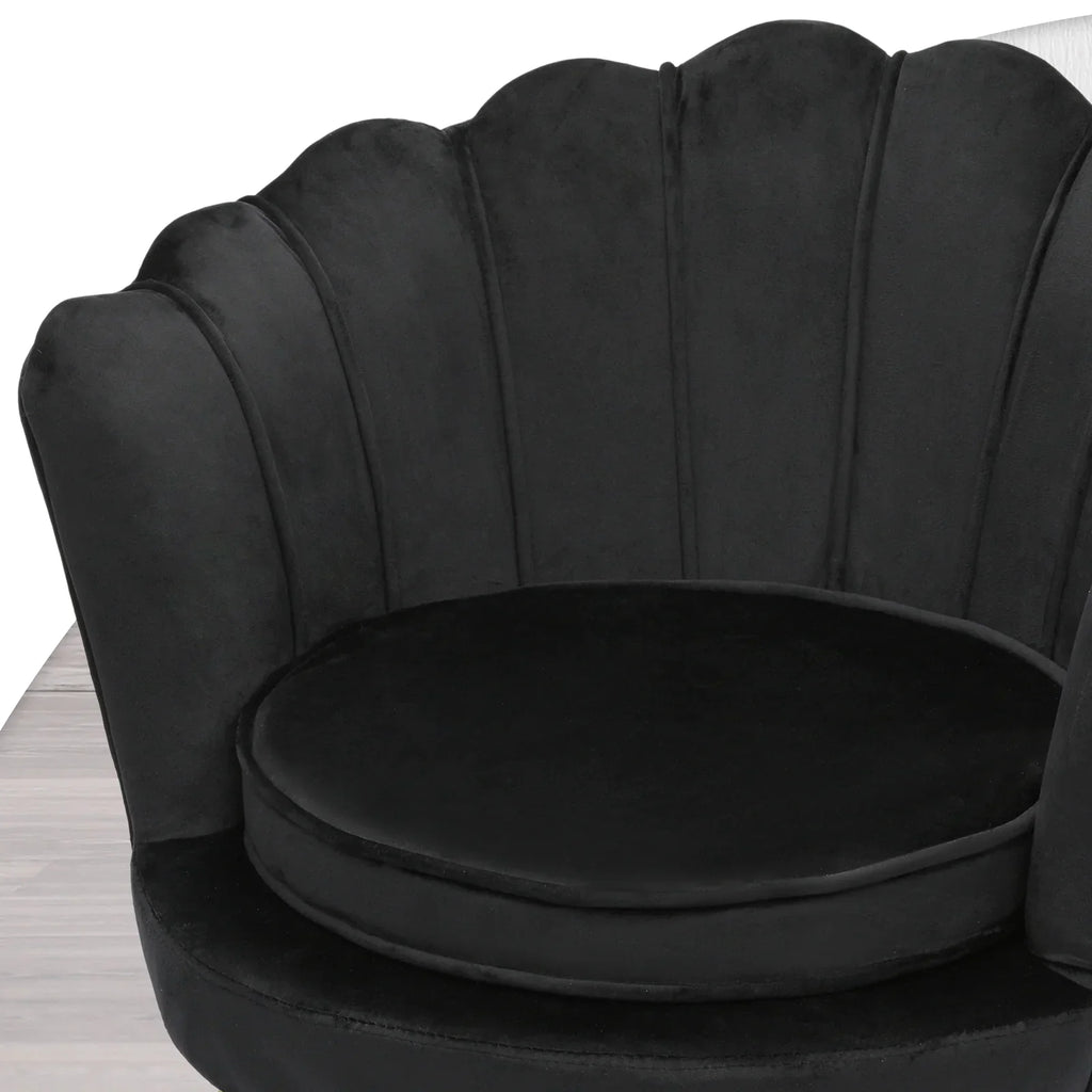 Nouveauté 2026 – Ensemble de 2 fauteuils d'appoint MoNiBloom , capitonnés en velours, avec coussin et repose-pieds. Fauteuil moderne rembourré, assise capitonnée et pieds en métal doré, idéal pour le salon. Couleur : noir