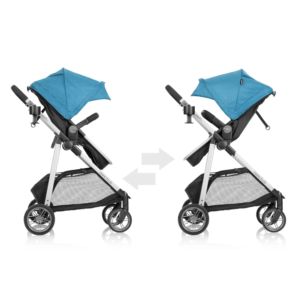 Nouveauté 2026 – Système de voyage modulaire Evenflo Omni Plus avec siège auto pour bébé LiteMax Sport, gris Mylar, unisexe