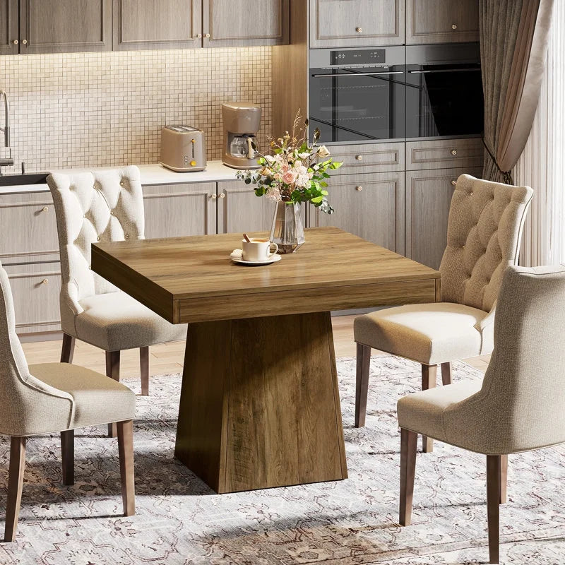 Nouveauté 2026 – Table de salle à manger carrée Tribesigns pour 4 personnes, 80 cm (31,5 pouces), petite table de cuisine avec pied central robuste, style ferme, idéale pour la salle à manger, le salon ou la cuisine, couleur marron vintage