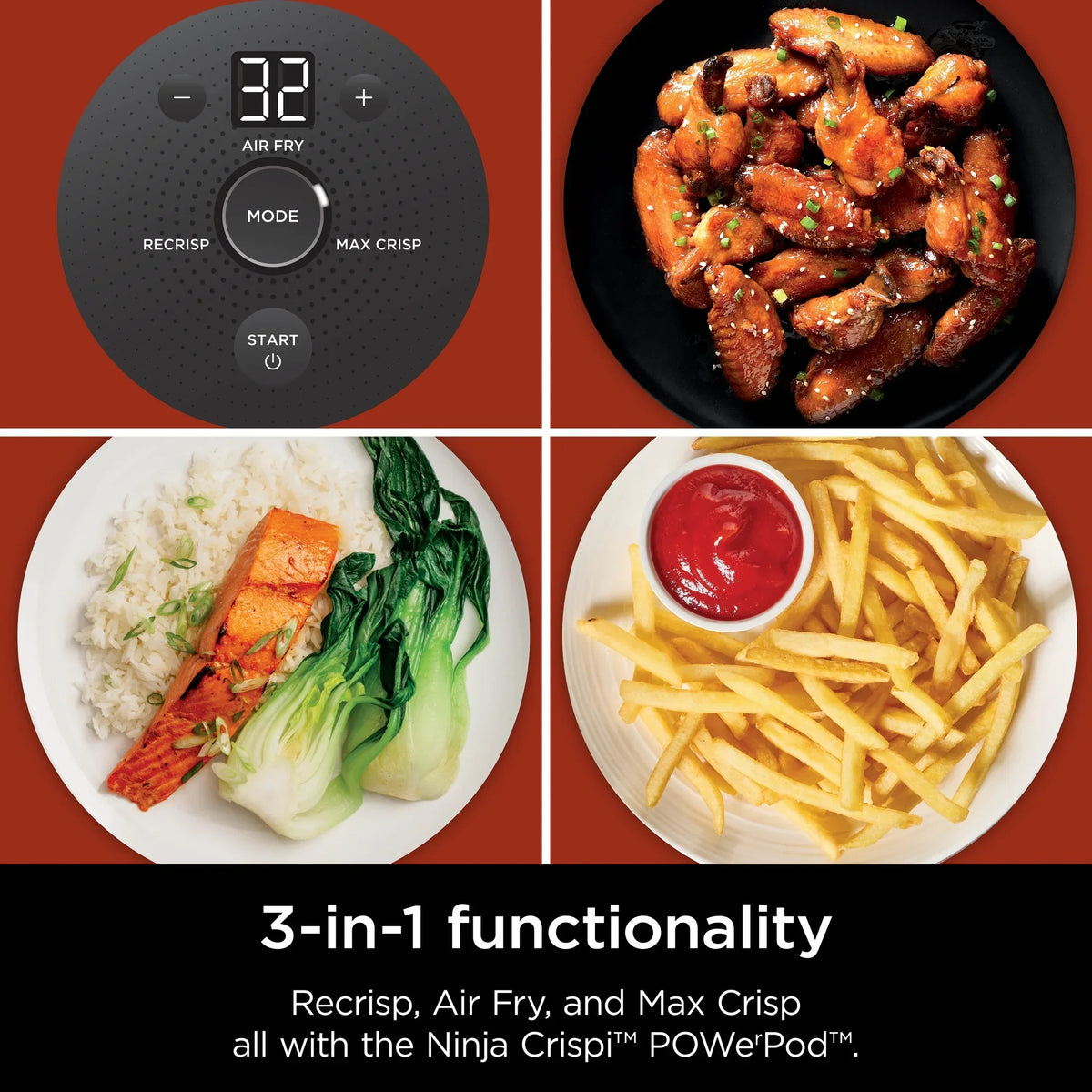 Nouveauté 2026 – Friteuse à air portable 3-en-1 Ninja Crispi , 1500 W, récipients en verre TempWare de 4 L et 5 tasses avec couvercles de conservation, compatible micro-ondes, congélateur et lave-vaisselle, blanc, FN100WH
