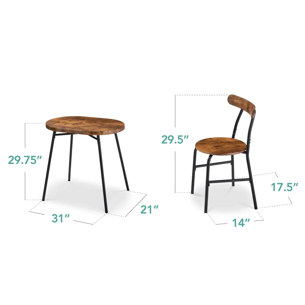 Nouveauté 2026 – Ensemble table et chaises ovales modernes 3 pièces Best Choice Products , petit coin repas avec 2 chaises - Noir/Noir