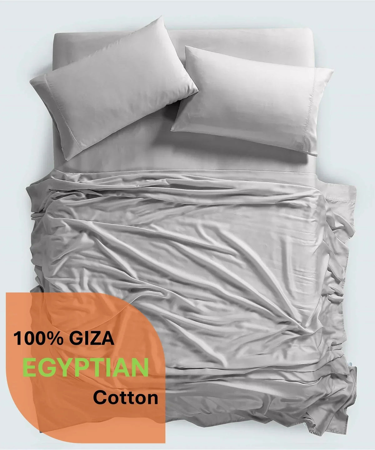 Nouveauté 2026 – Parure de lit 4 pièces en coton égyptien Giza 100 % (600 fils/cm²), drap-housse à bonnet profond de 38 cm, satin doux et respirant - Noir, 1 place