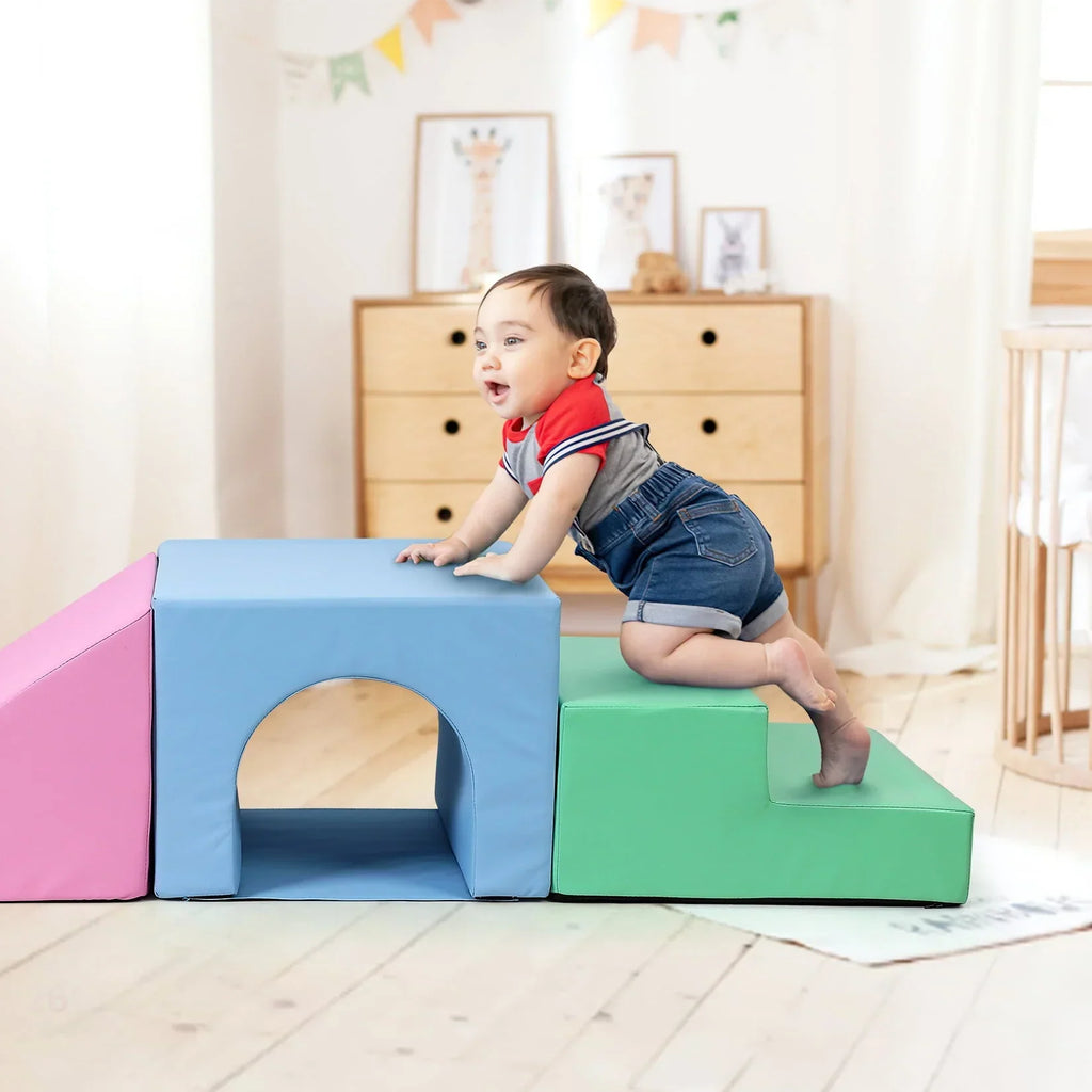 Nouveauté 2026 – Ensemble d'escalade d'intérieur Soft , blocs d'escalade en mousse pour tout-petits, jeu d'escalade et de glisse, 4 pièces