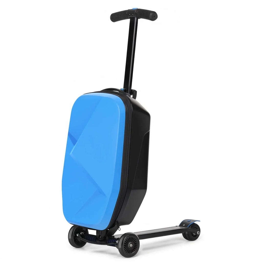 Nouveauté 2026 – Valise-trottinette Advwin pour enfants et adultes, valise rigide à roulettes pour enfants de 4 à 15 ans, multifonctionnelle, légère et pliable, avec roulettes, rose