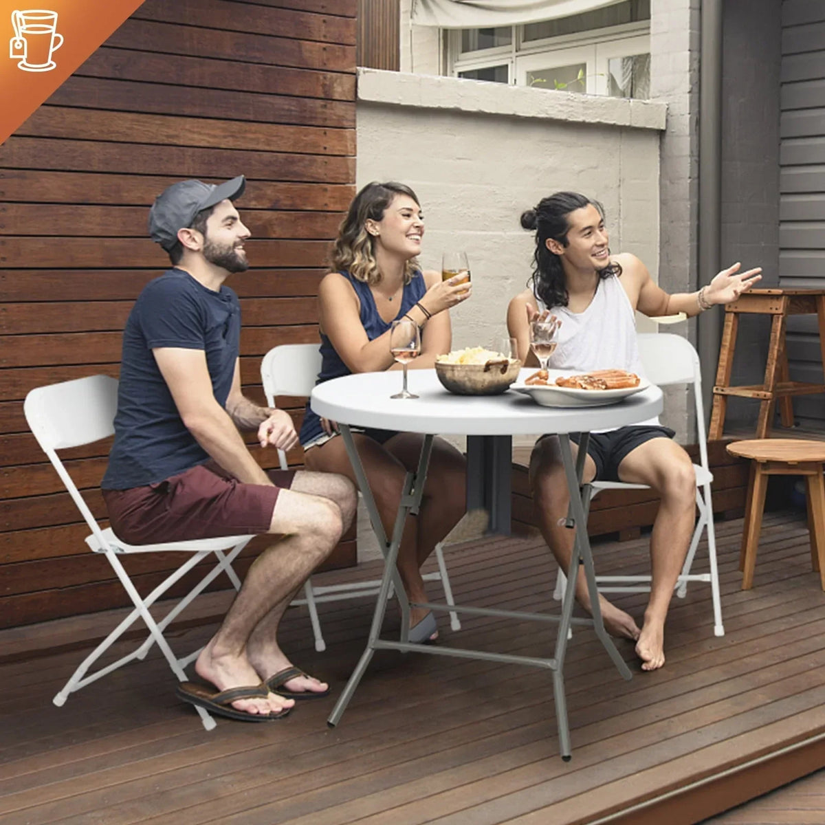 Nouveauté 2026 – VINGL Lot de 10 chaises pliantes en plastique blanc, empilables pour intérieur et extérieur