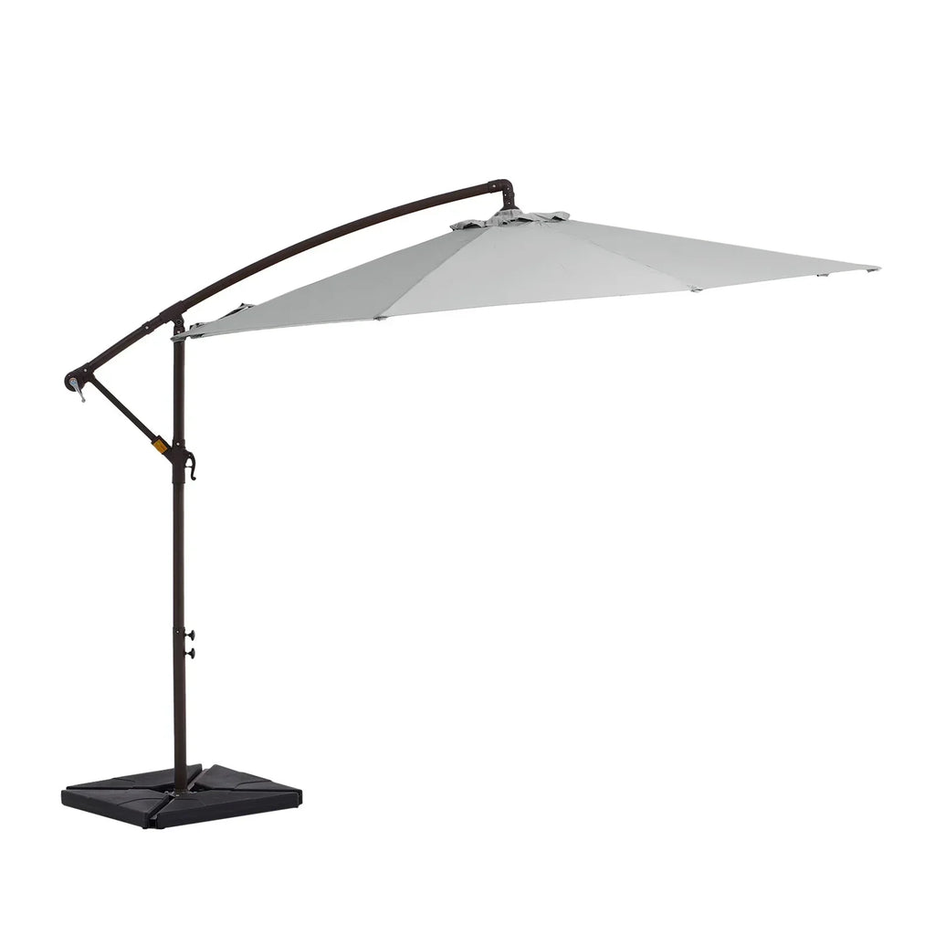 Nouveauté 2026 – Parasol déporté suspendu JUSTLET de 3 m (10 pi) robuste avec base en 4 pièces incluse, beige