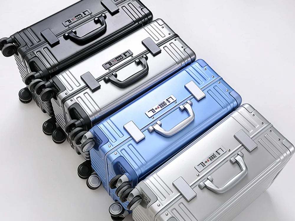 Nouveauté 2026 – Valise rigide en aluminium , approuvée par les compagnies aériennes, sans fermeture éclair, avec roulettes multidirectionnelles, idéale pour les voyages d'affaires et de loisirs
