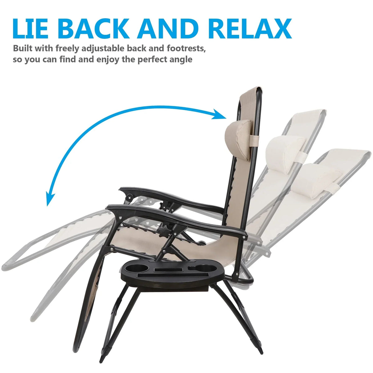 Nouveauté 2026 – HomGarden Lot de 2 chaises zéro gravité en acier - Beige