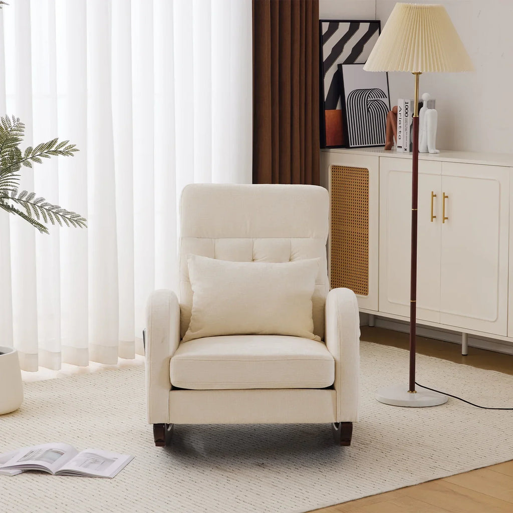 Nouveauté 2026 – Fauteuil à bascule Ktaxon , fauteuil de lecture inclinable, confortable, revêtu de velours peluche, canapé à bascule une place, beige, idéal pour le salon, la chambre d'enfant ou la chambre à coucher