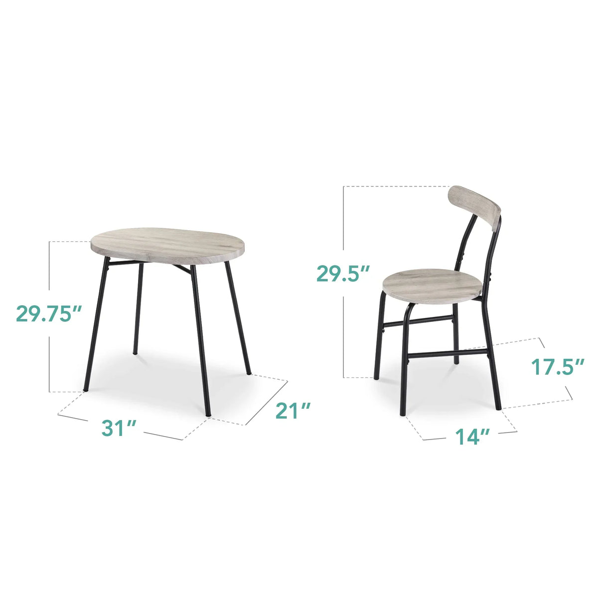 Nouveauté 2026 – Ensemble table et chaises ovales modernes 3 pièces Best Choice Products , petit coin repas avec 2 chaises - Noir/Noir