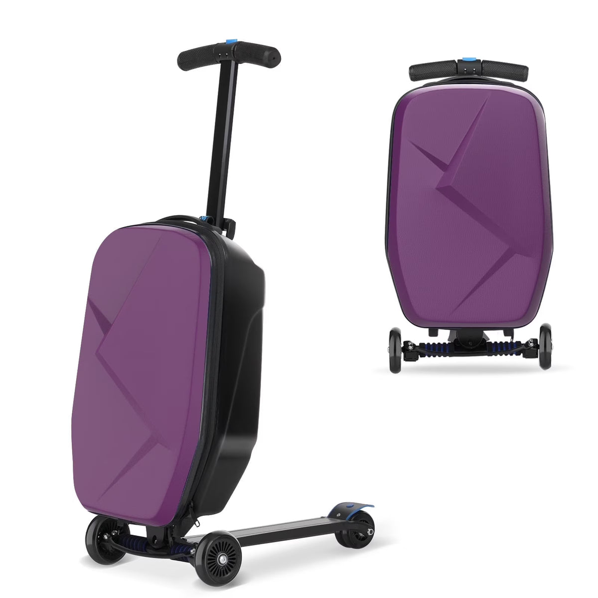 Nouveauté 2026 – Valise-trottinette Advwin pour enfants et adultes, valise rigide à roulettes pour enfants de 4 à 15 ans, multifonctionnelle, légère et pliable, avec roulettes, rose