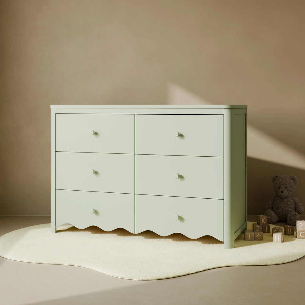 Nouveauté 2026 – Commode pour chambre d'enfant Storkcraft Casablanca 6 tiroirs, couleur sauge