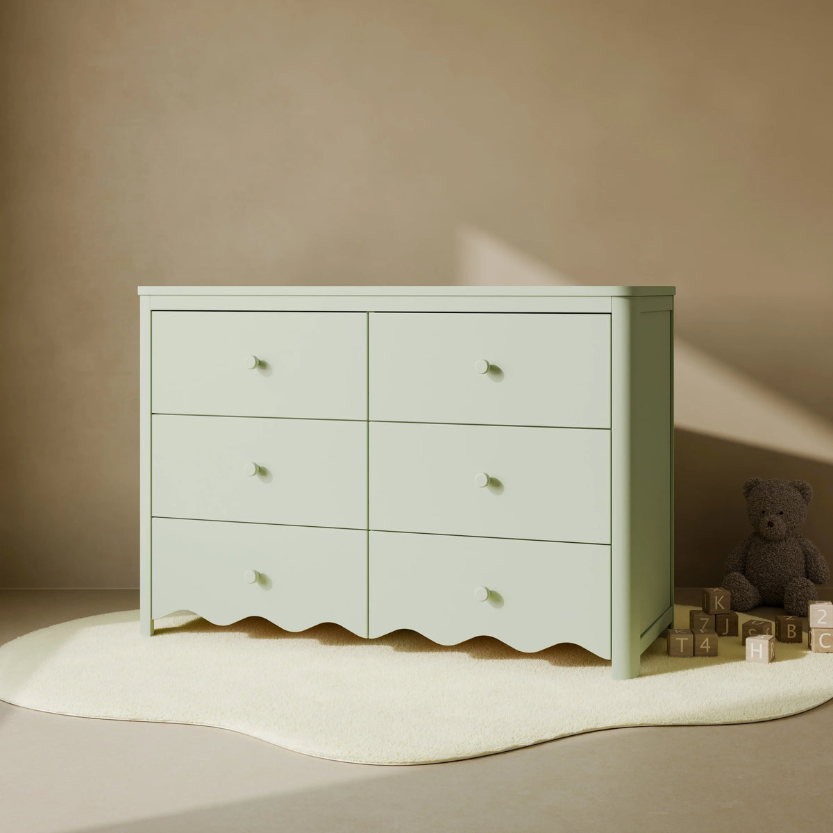 Nouveauté 2026 – Commode pour chambre d'enfant Storkcraft Casablanca 6 tiroirs, couleur sauge