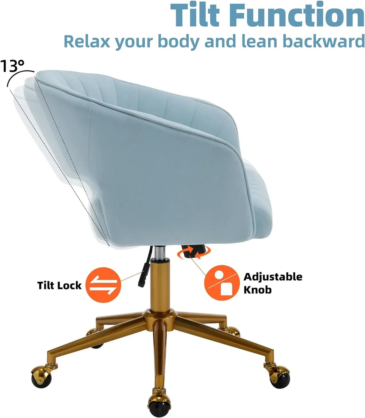 Nouveauté 2026 – Chaise de bureau Westice , chaise de travail en velours, chaise pivotante réglable en hauteur avec base dorée, idéale pour coiffeuse, bureau, salon ou salle informatique, beige