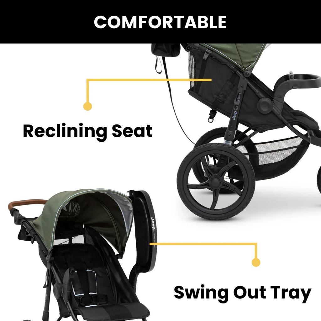 Nouveauté 2026 – Poussette de jogging Jeep TurboGlyde de Delta Children, noire