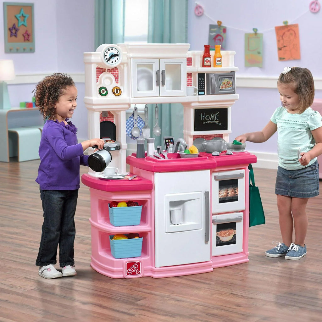 Nouveauté 2026 – Cuisine pour tout-petits Step2 Great Gourmet rose tendre en plastique souple avec ensemble de jeu de 35 pièces