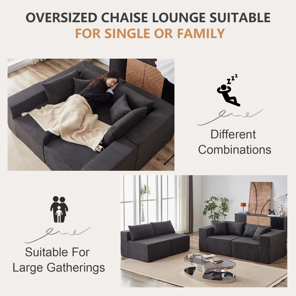 Nouveauté 2026 – Canapé d'angle modulaire en velours côtelé de 264 cm (104 pouces), ensemble de canapés de sol de luxe, mobilier d'intérieur rembourré, canapé compressé en mousse pour salon et chambre, combinaison libre de 4 pièces